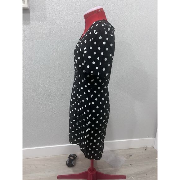 vintage My Michelle Black & White‎ Polka Dot Dress Fitted Career Cocktail - Picture 6 of 8